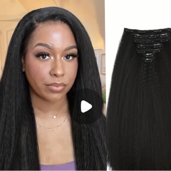 7 Piece Yaki Straight Clip In Hair Extensions - Picture 8 of 10